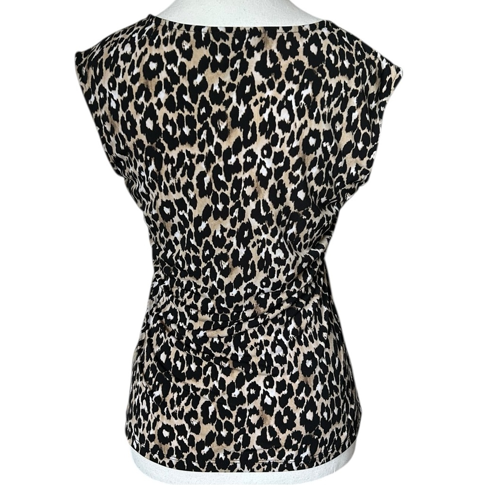 Style & Co. Animal Print Cap Sleeve Ruched Top S - Picture 3 of 8